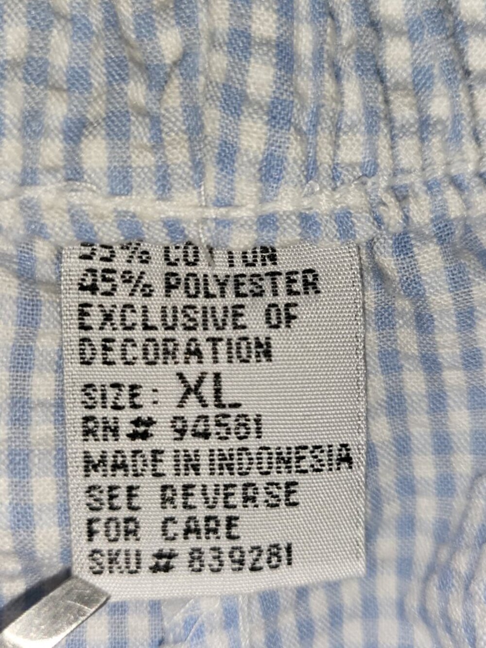 Secret Fantasies Vintage 80's/90's 2 pc Pajama Set Size XL Blue/White Gingham - Picture 13 of 15